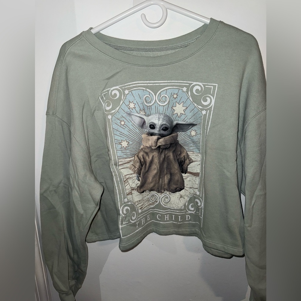 Star Wars The Child juniors cropped Sweatshirt - Sage Green